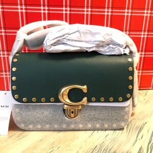 Coach Dark Pine Studio Bag with Gold Rivets